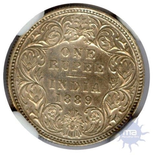 Silver One Rupee of  Victoria Empress of  Bombay Mint.