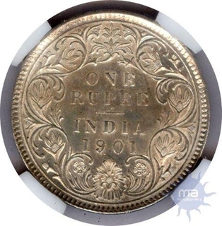 Silver Rupee of  Victoria Empress of Bombay Mint.