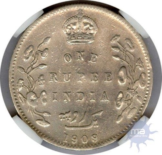 Silver One Rupee of Edward VII of Bombay Mint.