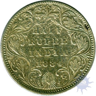 Silver Half Rupee of Victoria Empress of 1884.