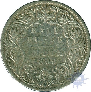 Silver Half Rupee of Victoria Empress of 1899.