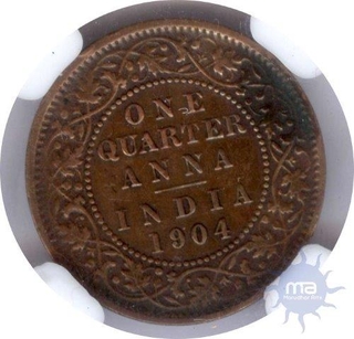 Copper One Quarter Anna of Edward VII of 1904.