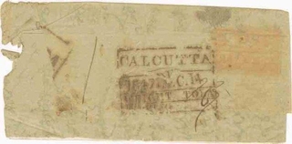 Postal Letter from Calcutta to Madras with 4 Line dispatch Post mark.