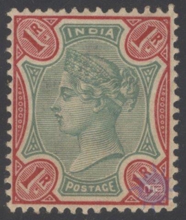 One Rupee Stamp of 1892 of Indian Postage Head of the Queen