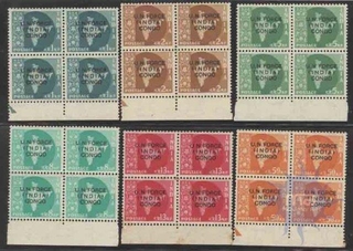 Indian U.N. Forces in congo Complete Set of Six Value block of 4 of 1963.