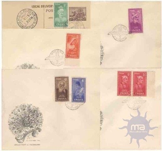 Complete set of six stamps on 5 FDC of 1952.