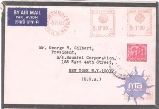 By Air Mail Par Avion envelope with 5 Paisa Stamps Tied of 1972.