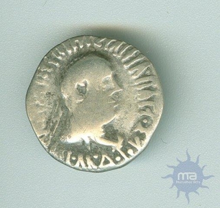 Silver Drachma Coin of Apollodotus II of Indo Greeks.