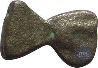 Copper Coin of Kaushambi Region of Damru Shape.