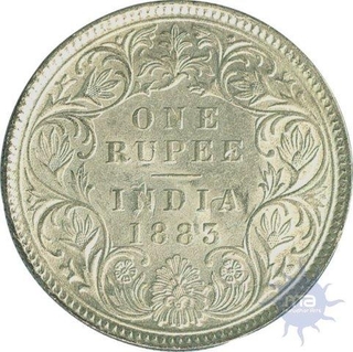 Silver One Rupee Coin of Victoria Empress of Calcutta Mint of 1883.