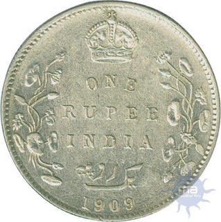 Silver One Rupee Coin of King Edward VII of Bombay Mint of 1908.