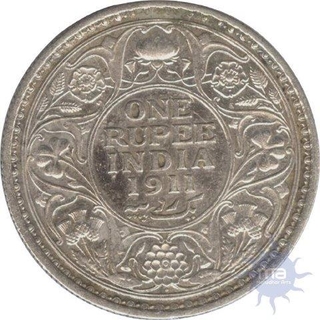 Silver One Rupee of King George V of Bombay Mint of 1911.