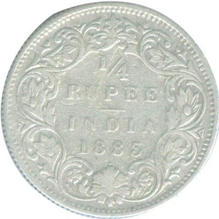 Silver Quarter Rupee of Victoria Empress of Bombay Mint of 1883.