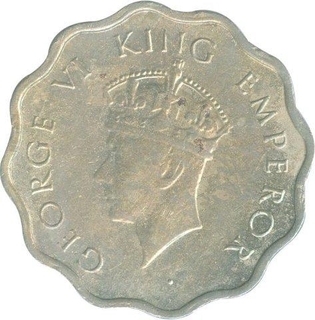 Cupro Nickle One Anna (2) of King George VI of Calcutta Mint and Bombay Mint of 1940.