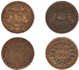 Copper Half Anna Coins of  East India Company.