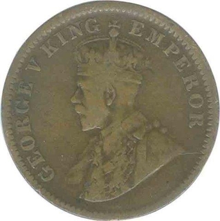 Copper Quarter Anna of King George V of Calcutta Mint of 1911.