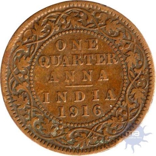 Copper Quarter Anna of King George V of Calcutta Mint of 1916.