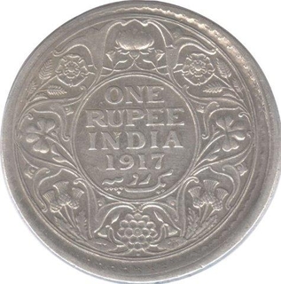 Error Silver One Rupee of King George V of Bombay Mint of 1917.