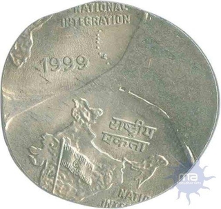 Cupro Nickle Two Rupee of Republic India of 1999.