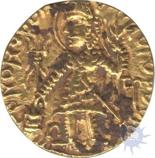 Gold Dinar Coin of Vasu Deva II of Kushan Empire.