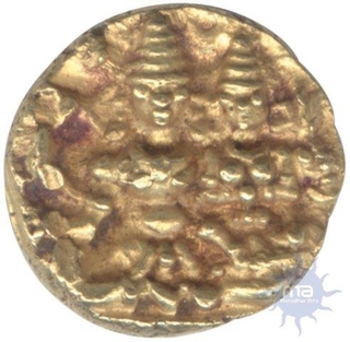 Gold Half Pagoda Coin of Devaraya I of Vijayanagara Empire.