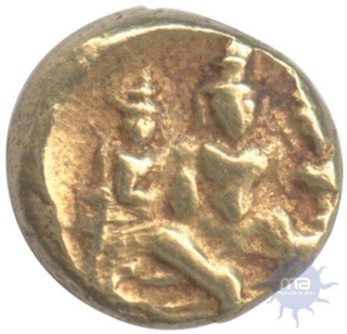 Gold Half Pagoda Coin of Tirumalaraya of Vijayanagara Empire.