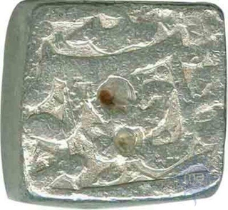 Square Silver Rupee Coin of Akbar of Delhi Mint.