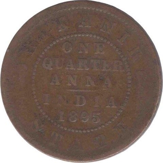 Copper Quarter Anna Coin of Victoria Queen of 1895.