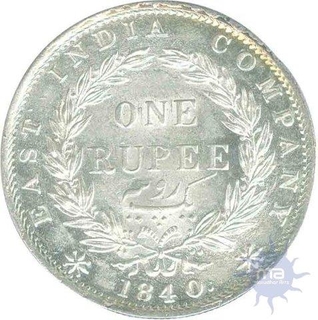 Silver One Rupee Coin of Queen Victoria of Bombay Mint of 1840.