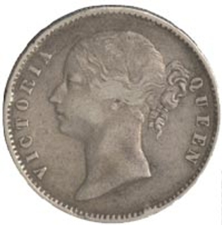 Silver One Rupee Coin of Victoria Queen of Madras Mint of 1840.