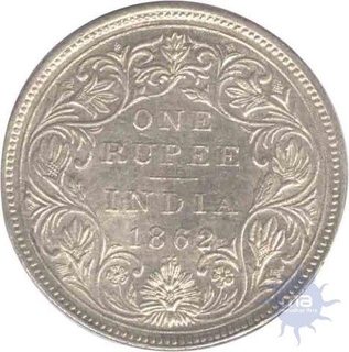 Silver Rupee Coin of Queen Victoria of Bombay Mint of 1862.