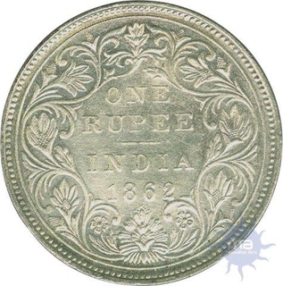 Silver Rupee Coin of Victoria Queen of Bombay Mint of 1862.