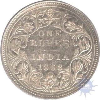 Silver Rupee Coin of Victoria Queen of  Bombay Mint of 1862.