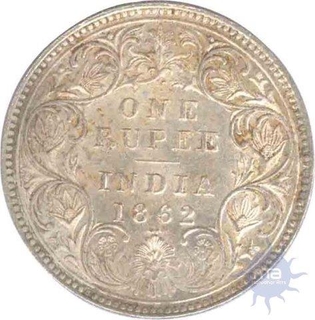 Silver One Rupee Coin of  Queen Victoria of 1862.