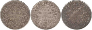 Silver One Rupee Coin of Victoria Queen of 1862.