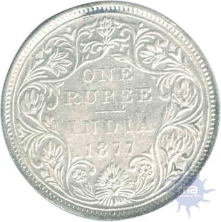 Silver One Rupee Coin of Victoria Empress of 1877.