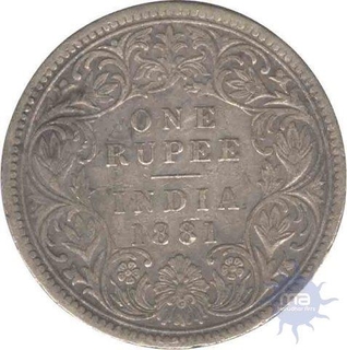 Silver One Rupee Coin of Victoria Empress of Calcutta Mint of 1881.