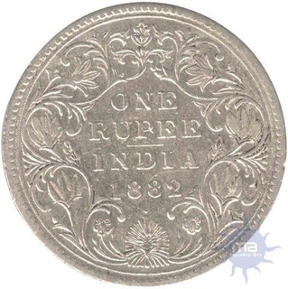 Silver One Rupee Coin of Victoria Empress of Bombay Mint of 1882.