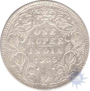 Silver One Rupee Coin of Victoria Empress of Bombay Mint of 1883.