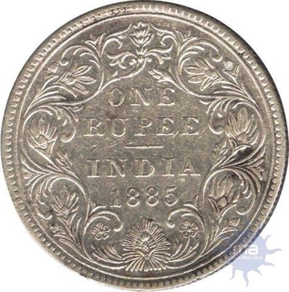 Silver One Rupee Coin of Victoria Empress of Bombay Mint of 1885.