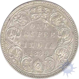 Silver One Rupee Coin of Victoria Empress of Bombay Mint of 1885.