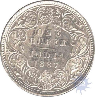 Silver One Rupee Coin of Victoria Empress of Calcutta Mint of 1887.