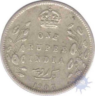 Silver One Rupee Coin of King Edward VII of Calcutta Mint of 1903.