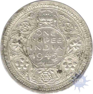 Silver One Rupee Coin of King George VI of Bombay Mint of 1945.