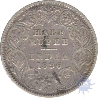 Silver Half Rupee Coin of Victoria Empress of Calcutta Mint of 1894.