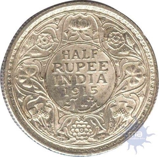 Silver Half Rupee Coin of  King George V of 1915.