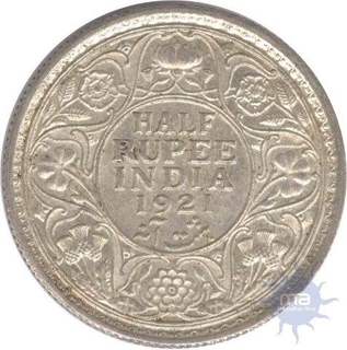 Silver Half Rupee Coin of King George V of 1921.