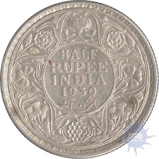 Silver Half Rupee Coin of King George V of 1930.