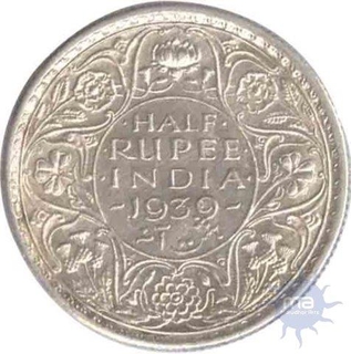 Silver Half Rupee Coin of King George V of 1939.