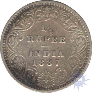 Silver One Fourth Rupee Coin of Victoria Empress of 1887.